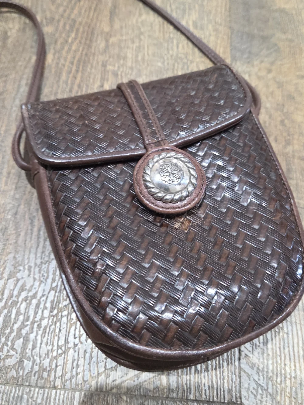 Classic Brown Woven Crossbody Bag